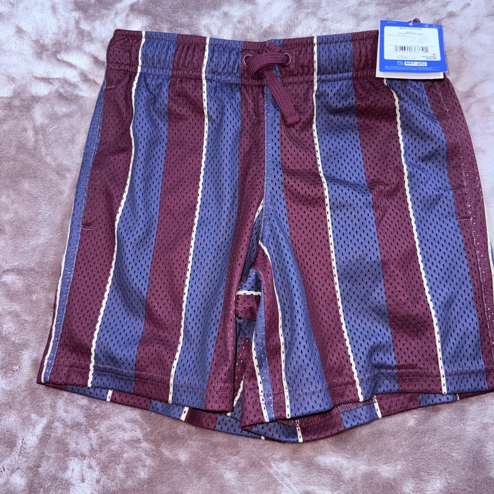 DSG Mesh Gym Short Boys S Burgundy Navy Blue NEW Throwback Stripes